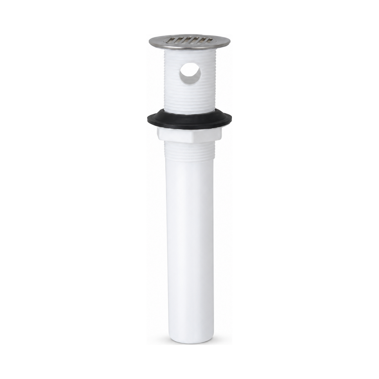 Desagüe Plástico 1 1/4" con Rejilla y Rebose - Producto exacto completo sobre fondo blanco, sin recorte