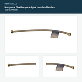 Manguera Flexible para Agua Hembra-Hembra 1/2" x 40 cm - Detalle de los dos terminales hembra