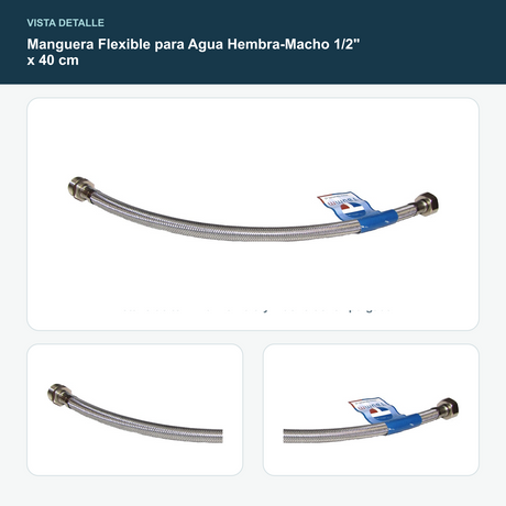 Manguera Flexible para Agua Hembra-Macho 1/2" x 40 cm