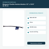 Manguera Flexible Hembra-Hembra 1/2" x 15/16" de 35 cm - Malla AISI 304, 30 bar, 250.000 ciclos y tracción de 85 kg
