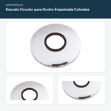 Escudo Circular para Ducha Empotrada Colomba - Vista de la superficie pulida, canto y aro interior