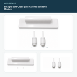 Bisagra Soft-Close para Asiento Sanitario Modern - Vista del conjunto de bisagra y pasadores