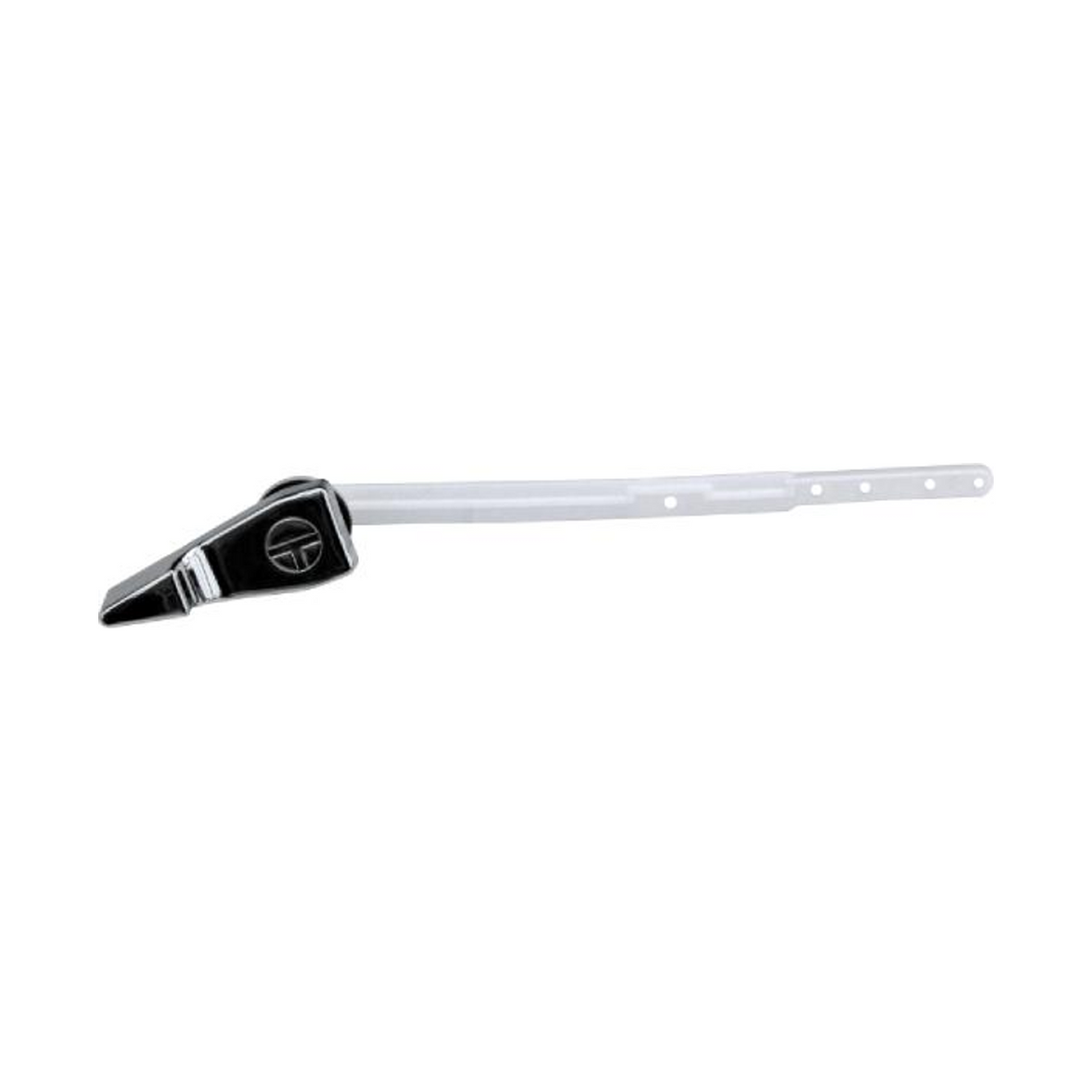 Palanca Cromada para Descarga de Sanitario 26 cm - Palanca y brazo perforado completos sobre fondo blanco