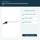 Palanca Cromada para Descarga de Sanitario 26 cm - La palanca acciona la cadena, levanta el sello móvil y libera la descarga