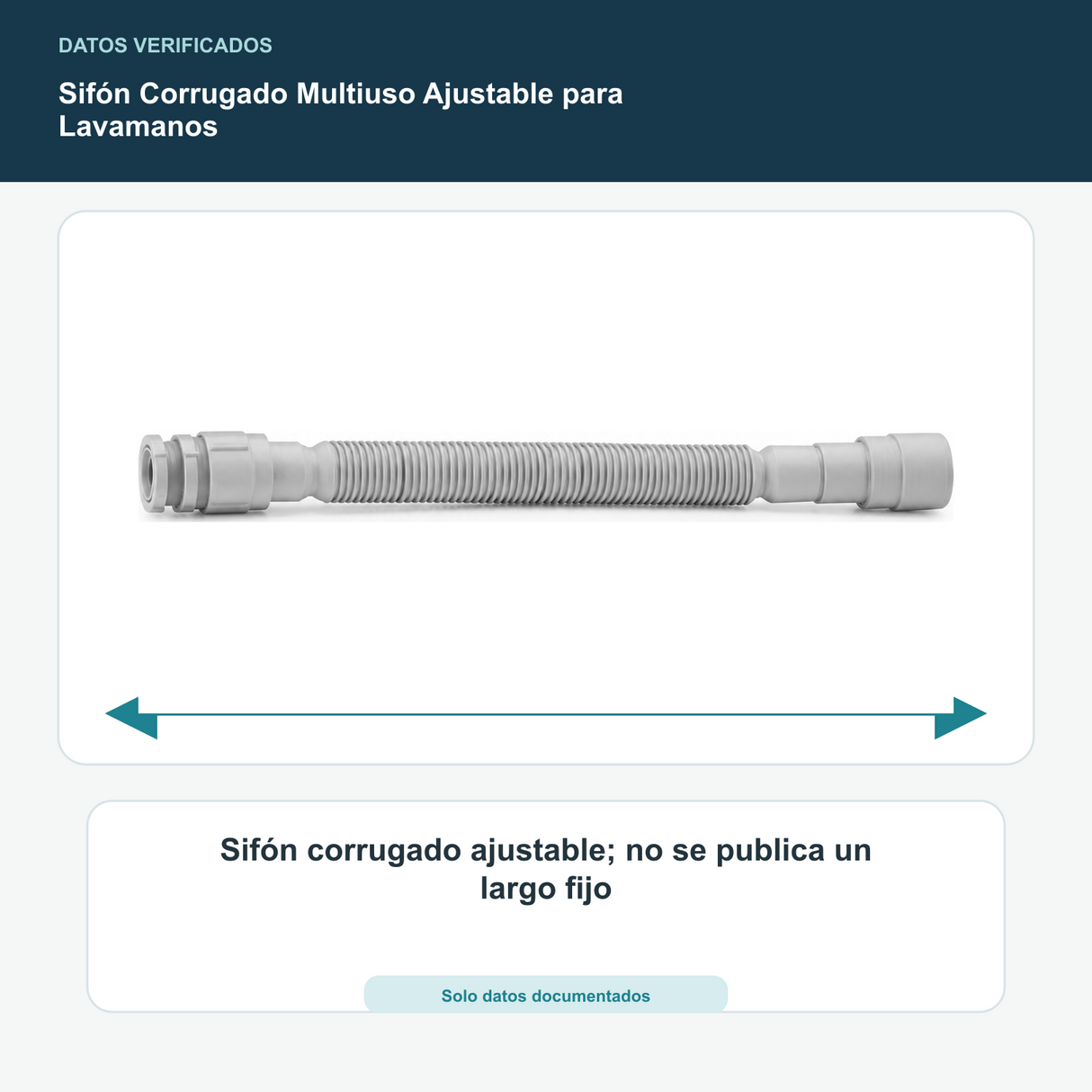 Sifón Corrugado Multiuso Ajustable para Lavamanos - Sifón corrugado ajustable; no se publica un largo fijo