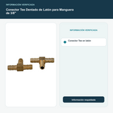 Conector Tee Dentado de Latón para Manguera de 3/8" - Conector Tee en latón