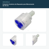 Cartucho Cerámico de Repuesto para Monomando de 35 mm - Detalle del eje, cuerpo, base y sellos visibles