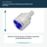 Cartucho Cerámico de Repuesto para Monomando de 35 mm - Diámetro nominal 35 mm; la medida no garantiza compatibilidad universal