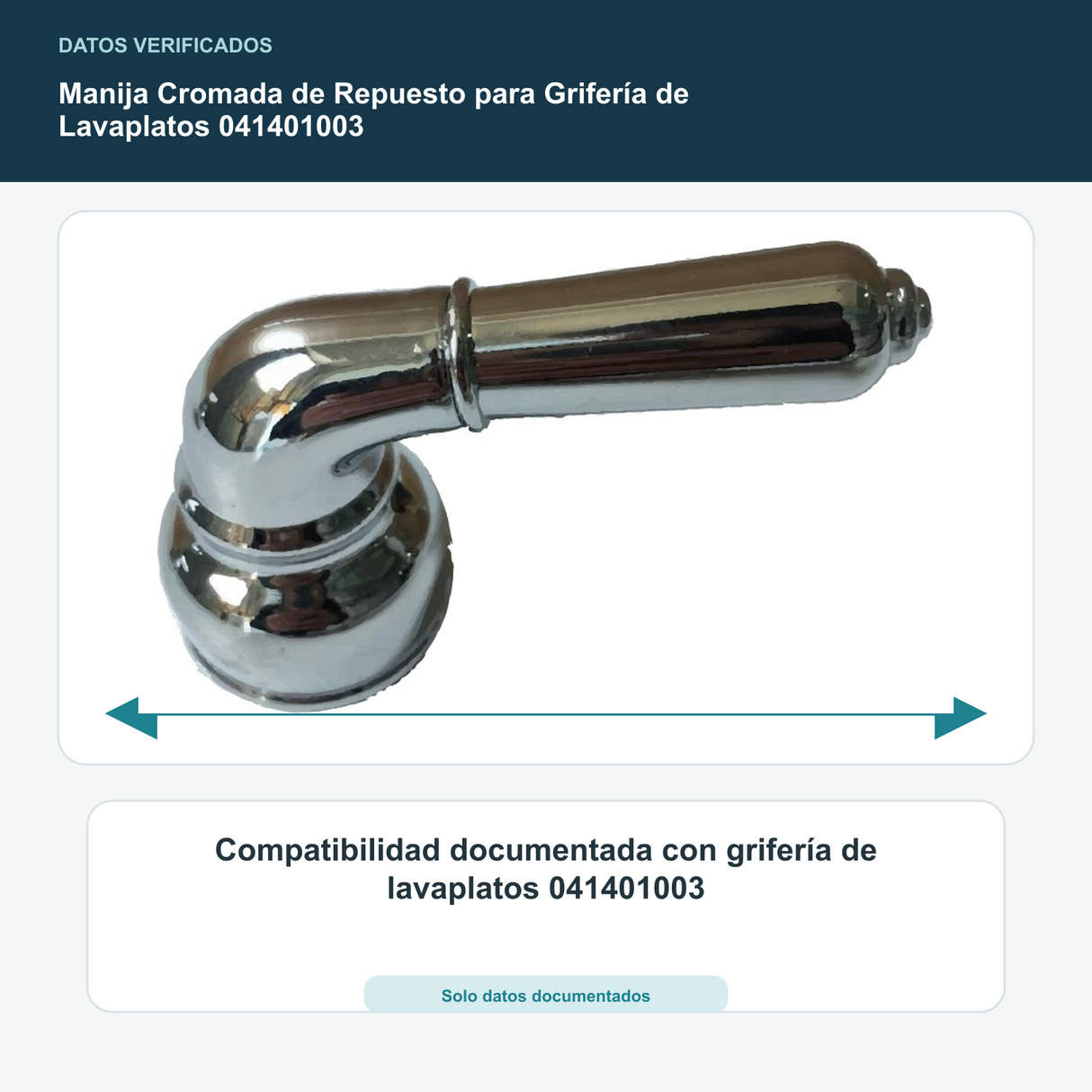 Manija Cromada de Repuesto para Grifería de Lavaplatos 041401003 - Compatibilidad documentada con grifería de lavaplatos 041401003