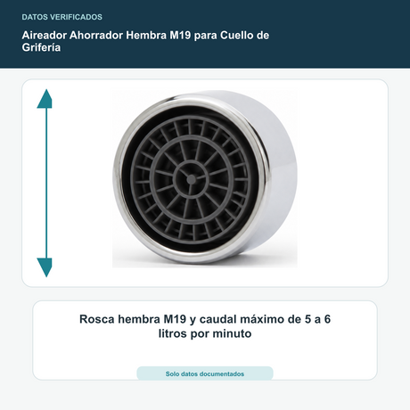 Aireador Ahorrador Hembra M19 para Cuello de Grifería