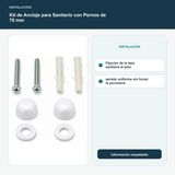 Kit de Anclaje para Sanitario con Pernos de 70 mm - Fijación de la taza sanitaria al piso; apriete uniforme sin forzar la porcelana