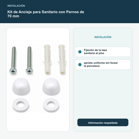 Kit de Anclaje para Sanitario con Pernos de 70 mm