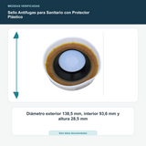 Sello Antifugas para Sanitario con Protector Plástico - Diámetro exterior 138,5 mm, interior 93,6 mm y altura 28,5 mm