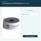Cinta Selladora de PTFE Maestro de 1" x 15 m - Incluye 1 rollo