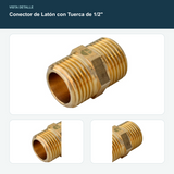 Conector de Latón con Tuerca de 1/2" - Conexión nominal de 1/2"
