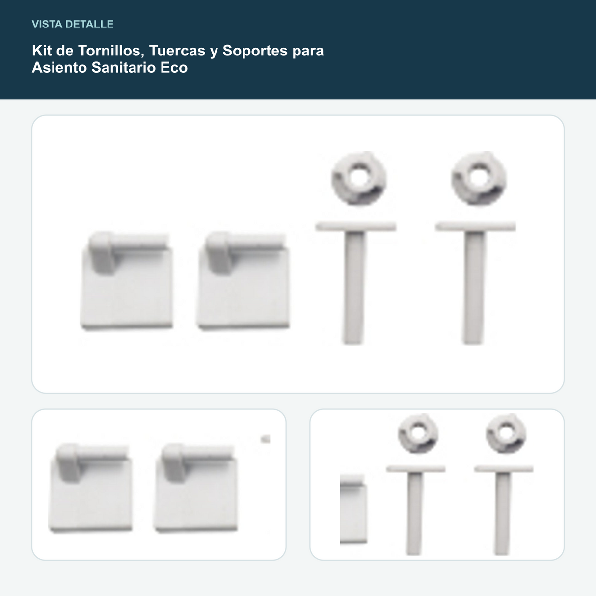 Kit de Tornillos, Tuercas y Soportes para Asiento Sanitario Eco - Kit de fijación para asiento sanitario Eco