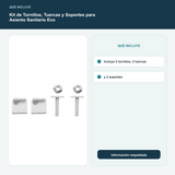 Kit de Tornillos, Tuercas y Soportes para Asiento Sanitario Eco - Incluye 2 tornillos, 2 tuercas y 2 soportes