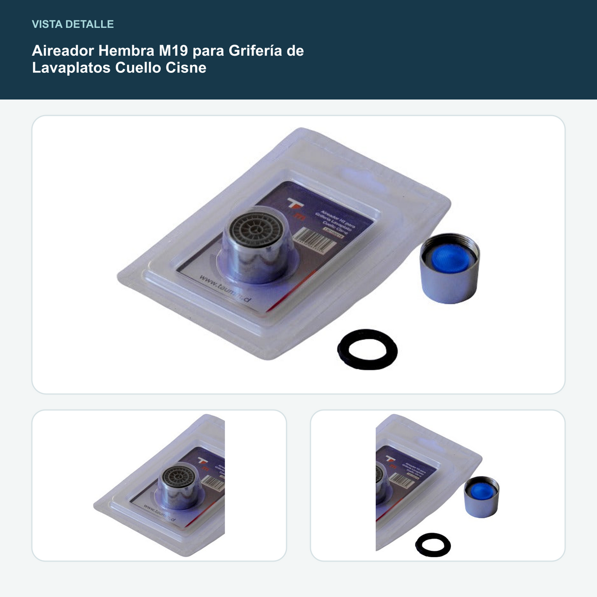 Aireador Hembra M19 para Grifería de Lavaplatos Cuello Cisne - Rosca hembra M19