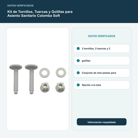 Kit de Tornillos, Tuercas y Golillas para Asiento Sanitario Colomba Soft