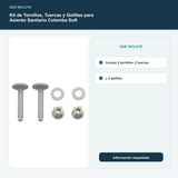 Kit de Tornillos, Tuercas y Golillas para Asiento Sanitario Colomba Soft - Incluye 2 tornillos, 2 tuercas y 2 golillas