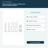 Kit de Tornillos, Tuercas y Golillas para Asiento Sanitario Modern - 2 tornillos, 2 golillas, 2 soportes y 2 tuercas. Conjunto de ocho piezas para fijación a la taza