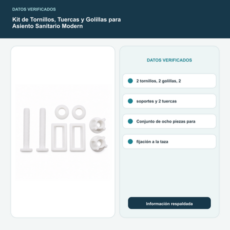 Kit de Tornillos, Tuercas y Golillas para Asiento Sanitario Modern