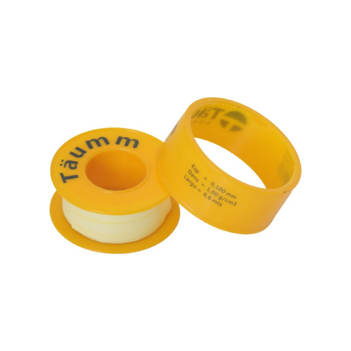 Cinta Selladora de PTFE Amarilla de 3/4" x 6,6 m - Producto exacto completo, centrado, sin recortes y con margen de seguridad
