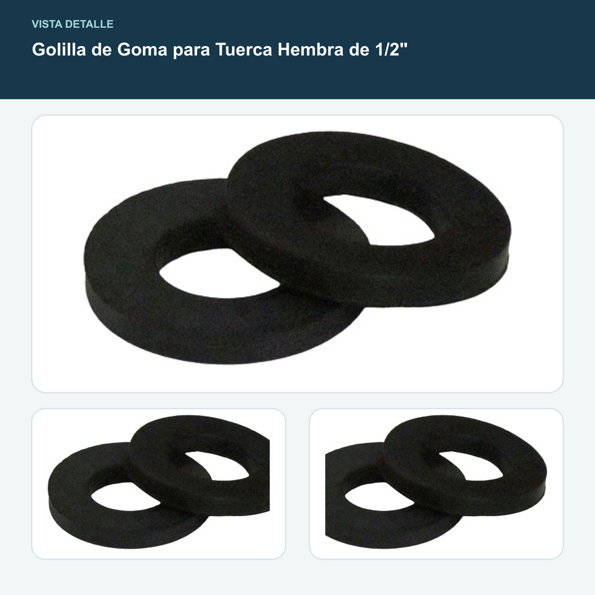 Golilla de Goma para Tuerca Hembra de 1/2" - Medida nominal de 1/2"