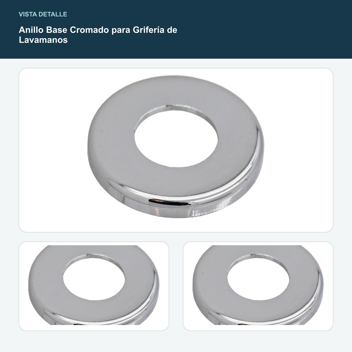 Anillo Base Cromado para Grifería de Lavamanos - Base para grifería de lavamanos