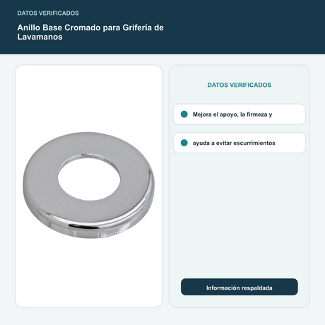 Anillo Base Cromado para Grifería de Lavamanos
