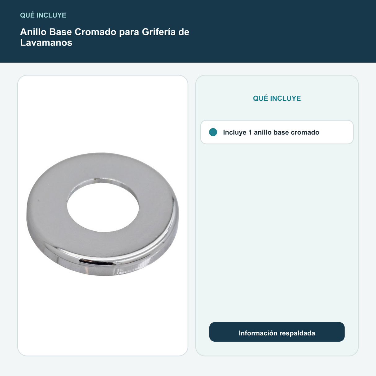 Anillo Base Cromado para Grifería de Lavamanos - Incluye 1 anillo base cromado