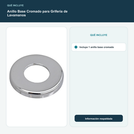 Anillo Base Cromado para Grifería de Lavamanos