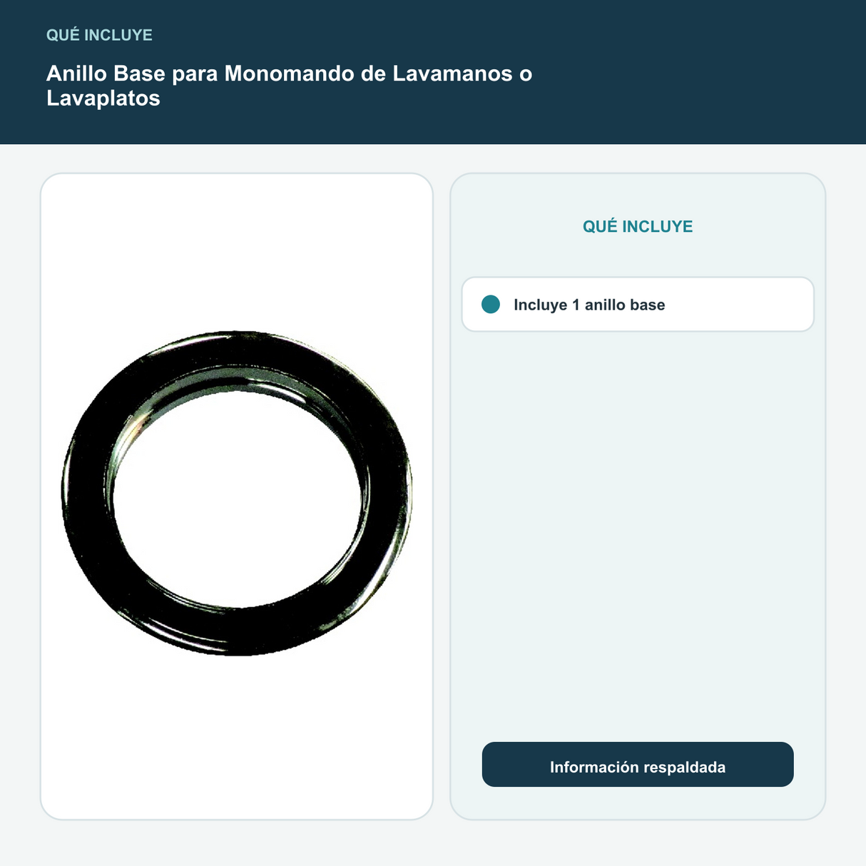 Anillo Base para Monomando de Lavamanos o Lavaplatos - Incluye 1 anillo base