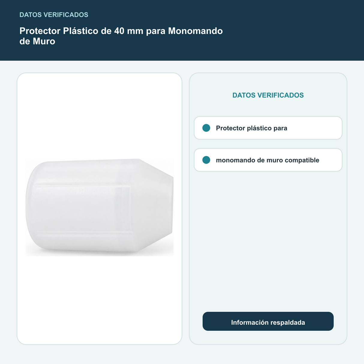 Protector Plástico de 40 mm para Monomando de Muro - Protector plástico para monomando de muro compatible