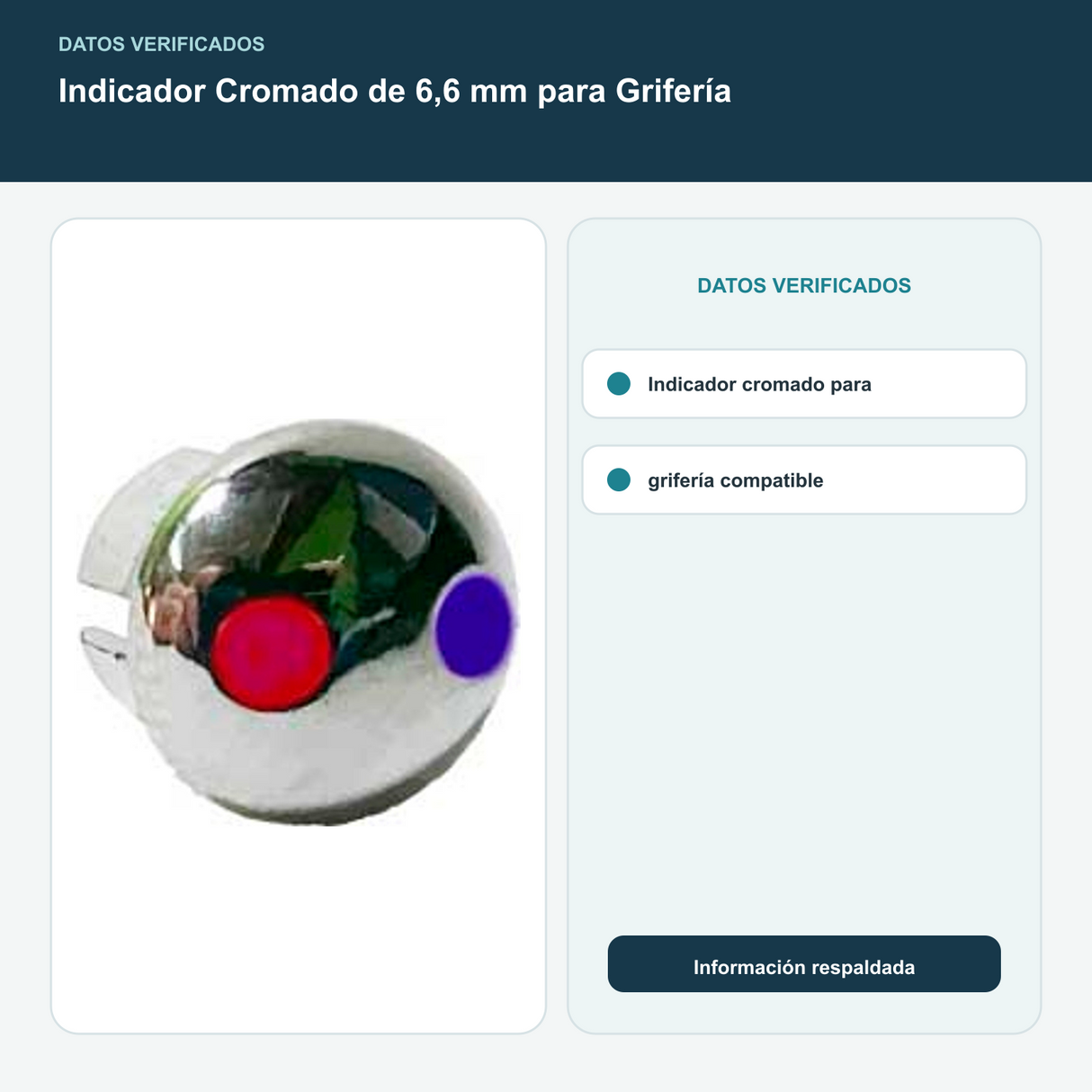 Indicador Cromado de 6,6 mm para Grifería - Indicador cromado para grifería compatible