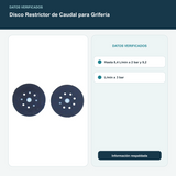 Disco Restrictor de Caudal para Grifería - Hasta 8,4 L/min a 2 bar y 9,2 L/min a 3 bar