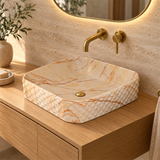 Lavamanos Stella Calacata Beige 50 × 37 cm — ambientación