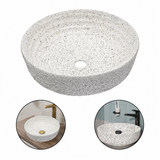 Lavamanos Draco Blanco Granulado 41 cm — vista del producto y ejemplos instalados