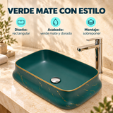 Lavamanos Marfil Verde Mate Y Dorado 52,5 cm — características