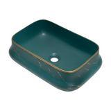 Lavamanos Marfil Verde Mate Y Dorado 52,5 cm — fotografía del producto