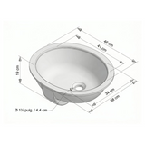 Lavamanos Oval Blanco De Bajo Poner 46 × 38 cm — croquis de medidas