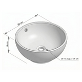 Lavamanos Mug Blanco Con Rebose 38 cm — croquis original de medidas