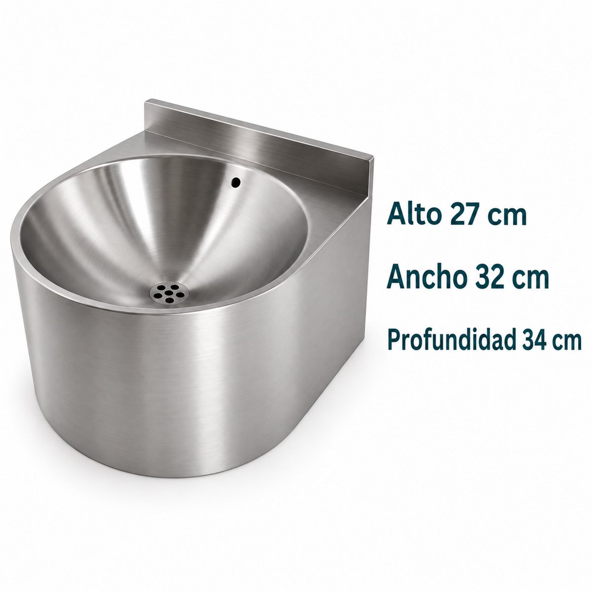 Medidas del lavamanos: 27 cm de alto, 32 cm de ancho y 34 cm de profundidad