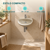 Lavamanos de Colgar Beige 36 × 31 cm: Montaje en pared, 36 × 31 cm, Color beige