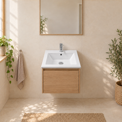 Lavamanos Integrado Blanco en Porcelana 41 × 41 cm