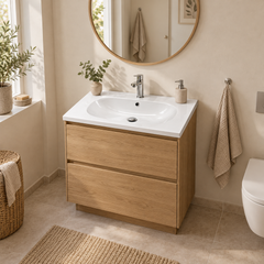 Lavamanos Integrado Blanco en Porcelana 60 × 47 cm