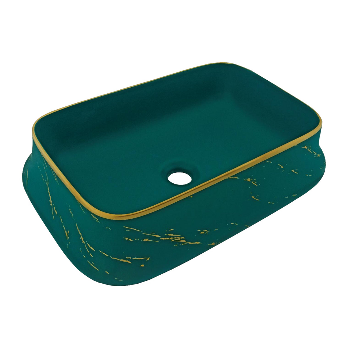 Lavamanos Marfil verde mate y dorado — vista adicional