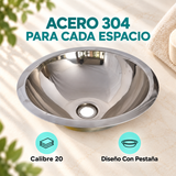 Detalle comercial del lavamanos mini de acero 304 con pestaña y calibre 20