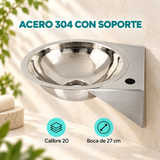 Detalle del lavamanos mini con soporte en acero 304 calibre 20