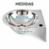 Medidas del lavamanos mini con soporte: boca de 27 cm y fondo de 8,5 cm